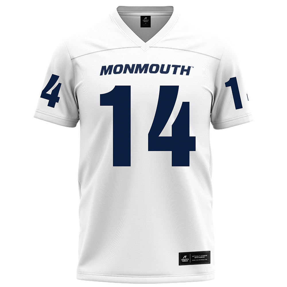 Monmouth - NCAA Football : Christian Solino - White Football Jersey