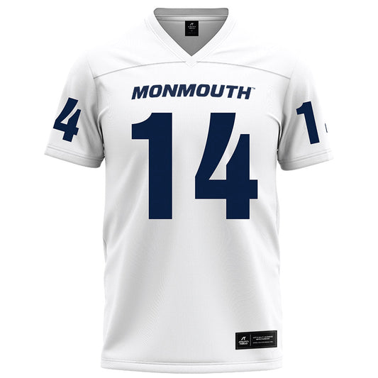 Monmouth - NCAA Football : Christian Solino - White Football Jersey