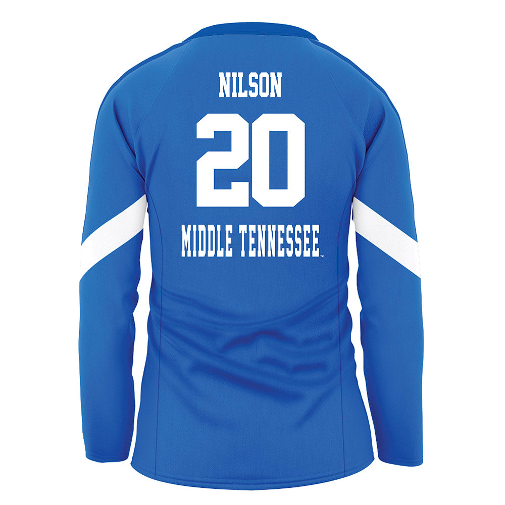 MTSU - NCAA Women's Volleyball : Emma Nilson - Blue Volleyball Jersey