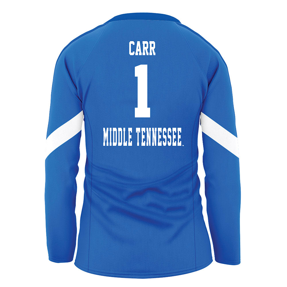 MTSU - NCAA Women's Volleyball : Logan Carr - Blue Volleyball Jersey-1