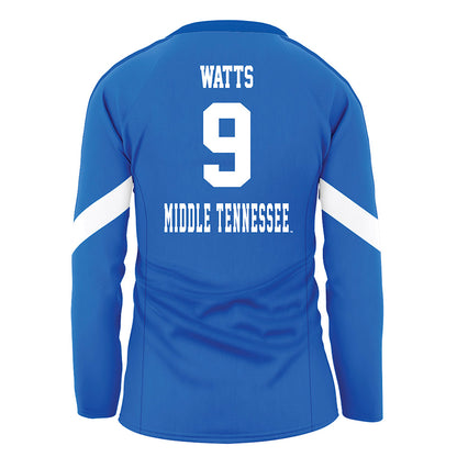 MTSU - NCAA Women's Volleyball : Ellie Watts - Blue Volleyball Jersey-1