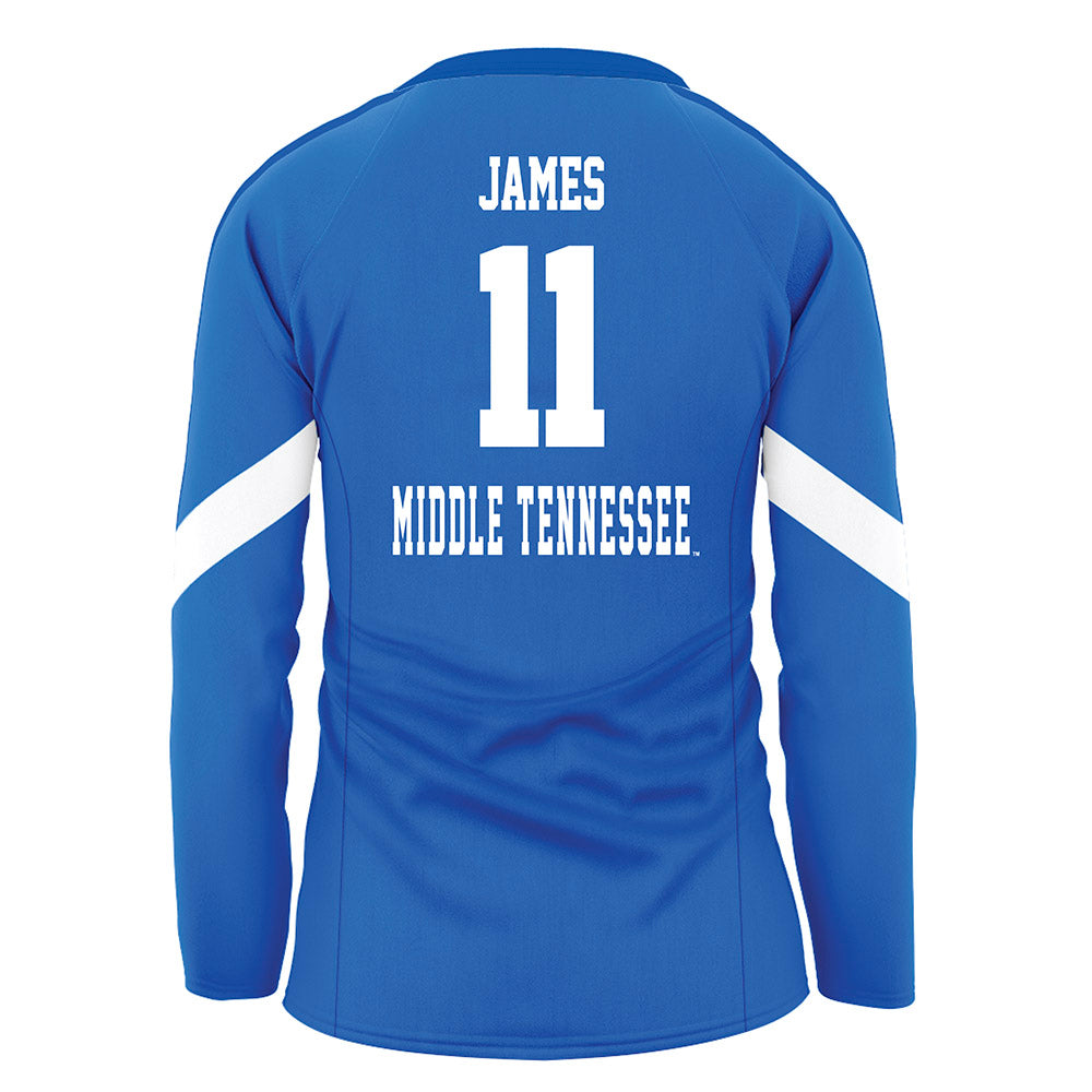 MTSU - NCAA Women's Volleyball : Khalia-Leigh James - Blue Volleyball Jersey-1