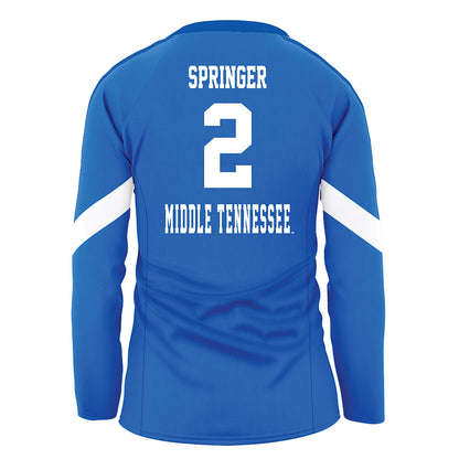 MTSU - NCAA Women's Volleyball : Brooke Springer - Blue Volleyball Jersey