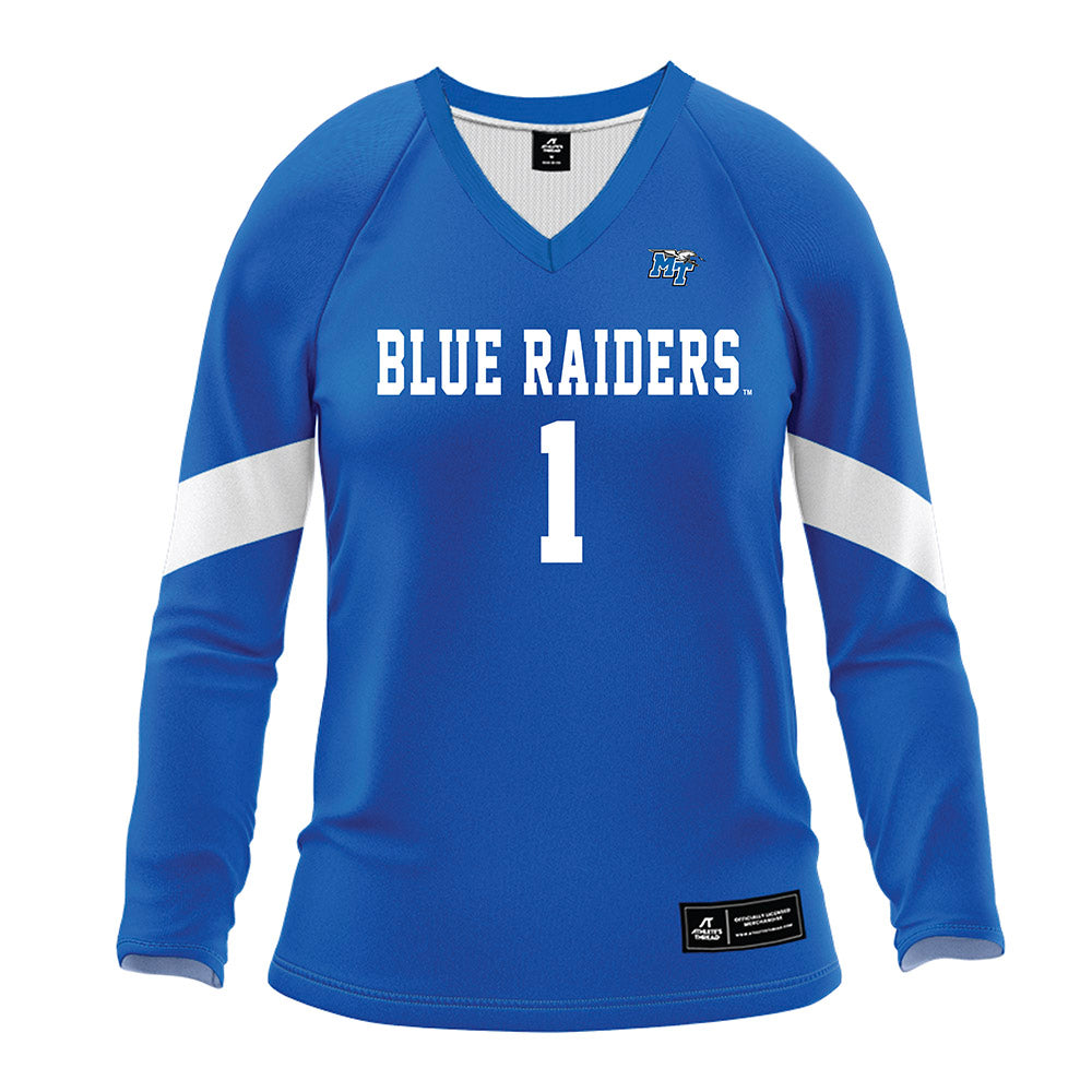 MTSU - NCAA Women's Volleyball : Logan Carr - Blue Volleyball Jersey-0