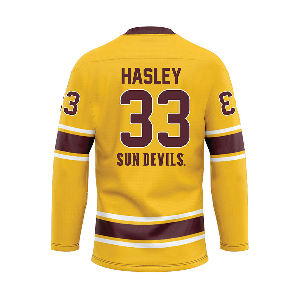 Arizona State - NCAA Men's Ice Hockey : Connor Hasley - Gold Hockey Jersey-1