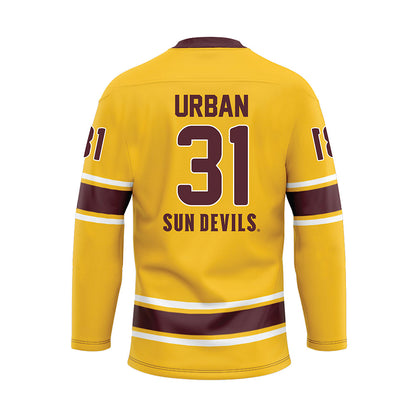 Arizona State - NCAA Men's Ice Hockey : Samuel Urban - Gold Hockey Jersey-1
