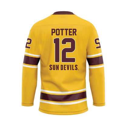 Arizona State - NCAA Men's Ice Hockey : Cullen Potter - Gold Hockey Jersey-1