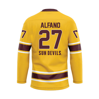 Arizona State - NCAA Men's Ice Hockey : Sam Alfano - Gold Hockey Jersey-1