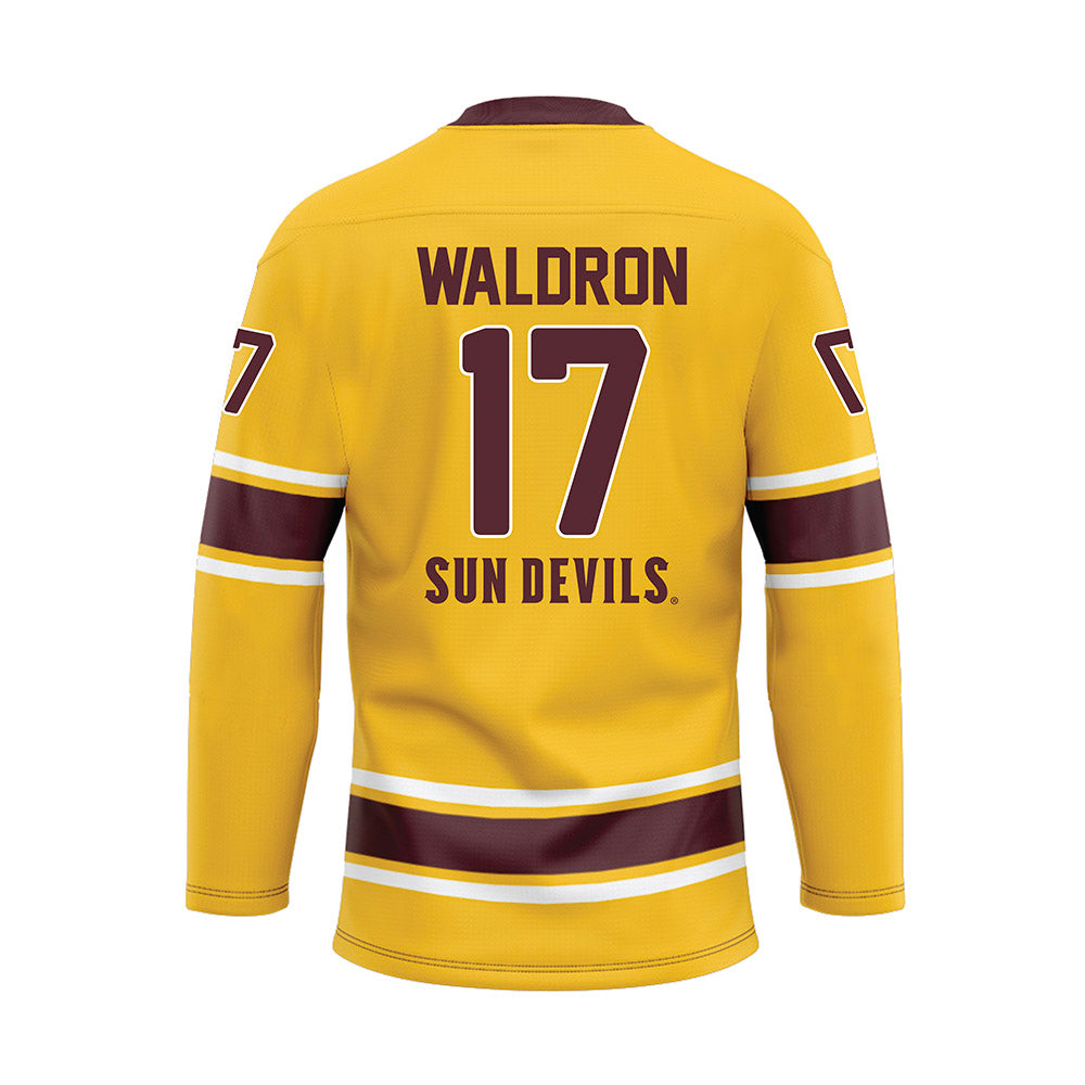 Arizona State - NCAA Men's Ice Hockey : Johnny Waldron - Gold Hockey Jersey-1