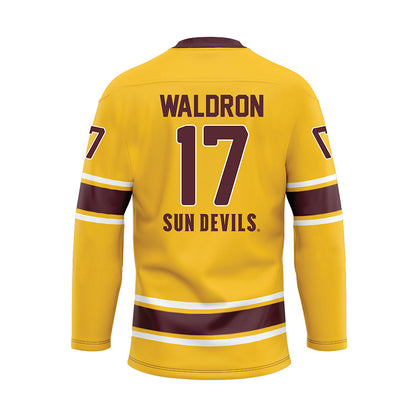 Arizona State - NCAA Men's Ice Hockey : Johnny Waldron - Gold Hockey Jersey-1