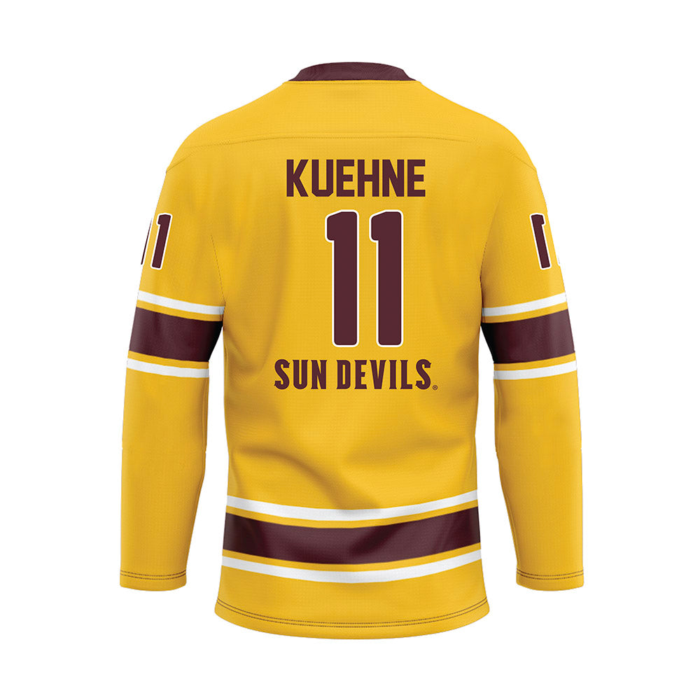Arizona State - NCAA Men's Ice Hockey : Lincoln Kuehne - Gold Hockey Jersey-1