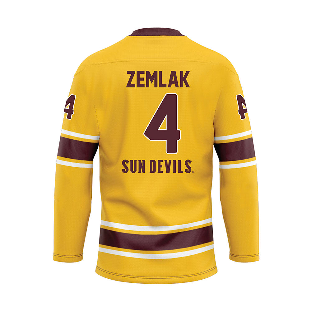 Arizona State - NCAA Men's Ice Hockey : Austin Zemlak - Gold Hockey Jersey-1