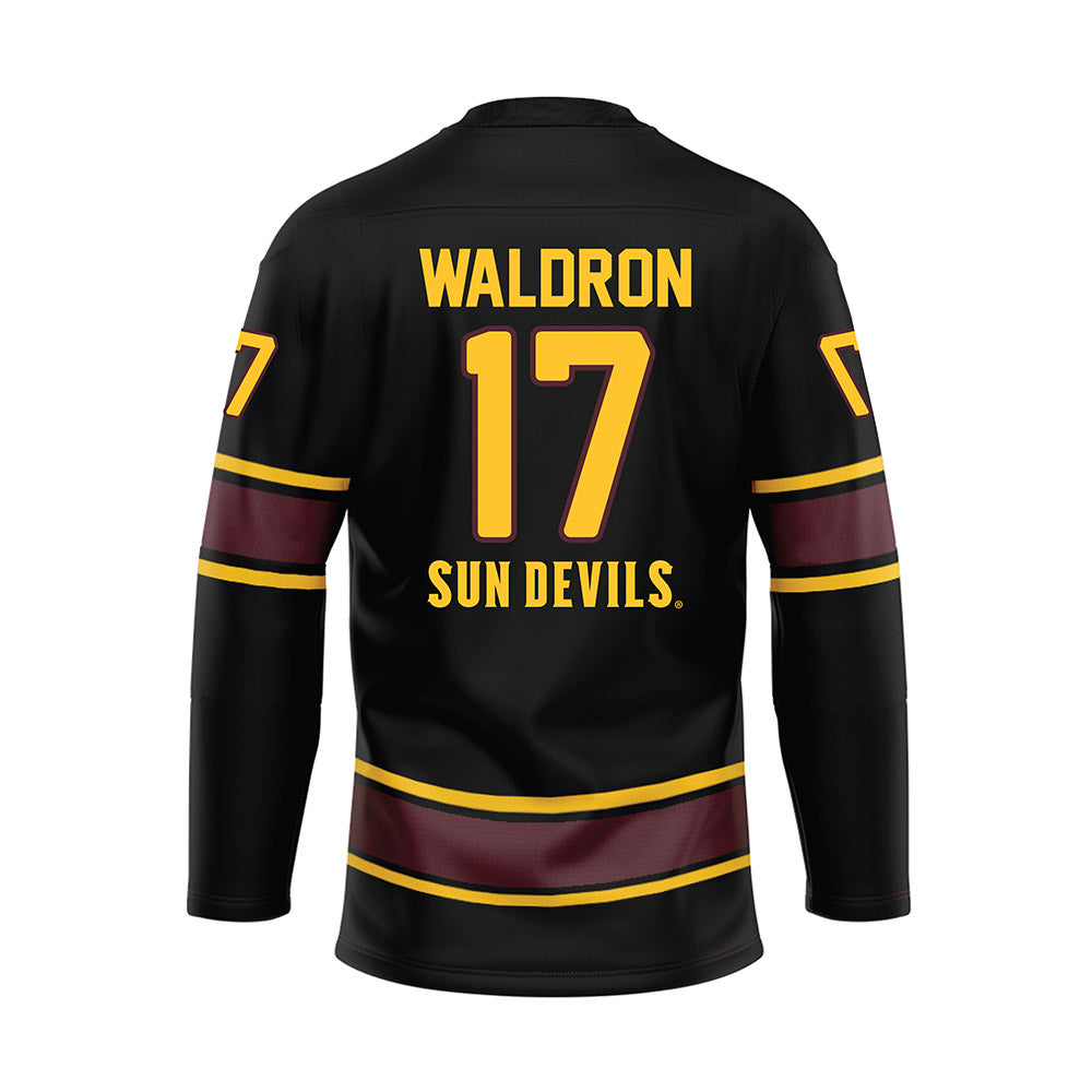 Arizona State - NCAA Men's Ice Hockey : Johnny Waldron - Navy Hockey Jersey-1