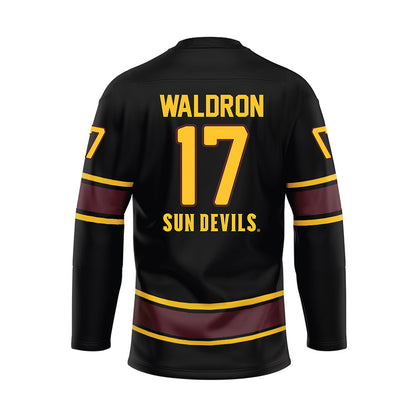 Arizona State - NCAA Men's Ice Hockey : Johnny Waldron - Navy Hockey Jersey-1