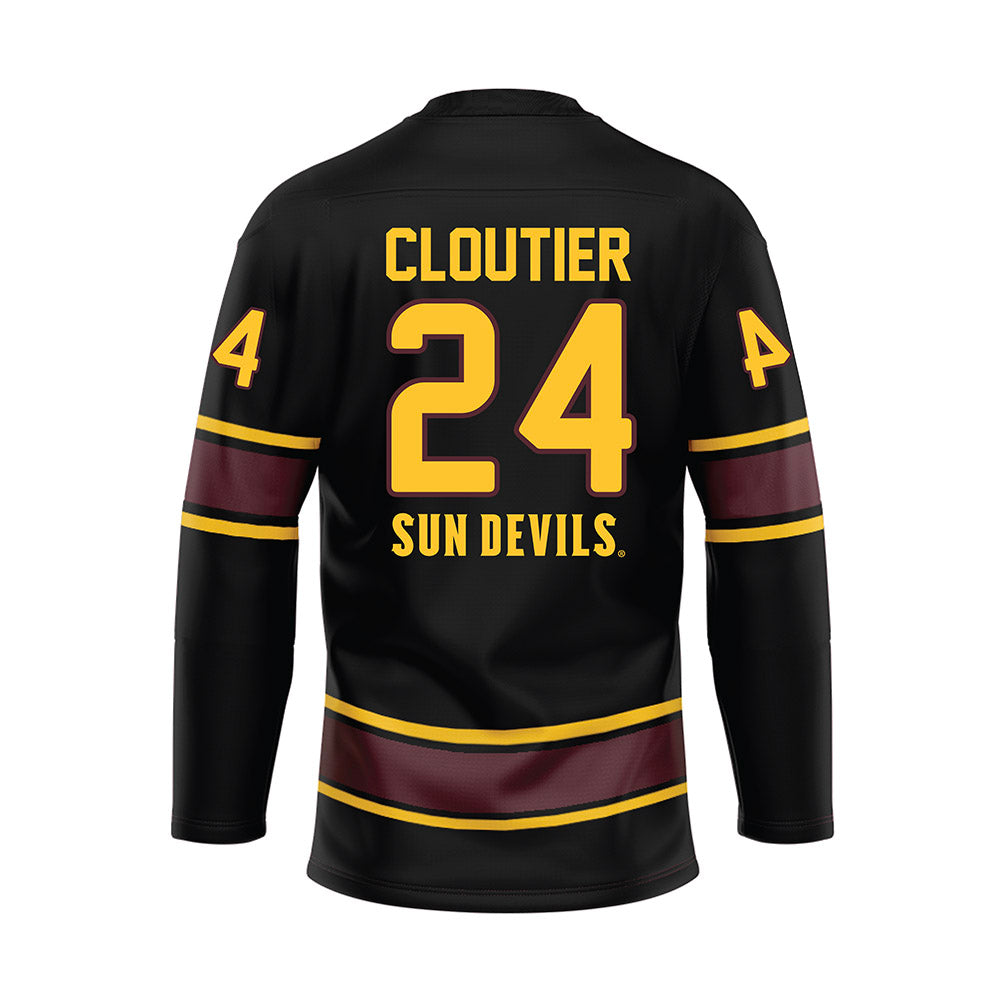 Arizona State - NCAA Men's Ice Hockey : Justin Cloutier - Navy Hockey Jersey-1