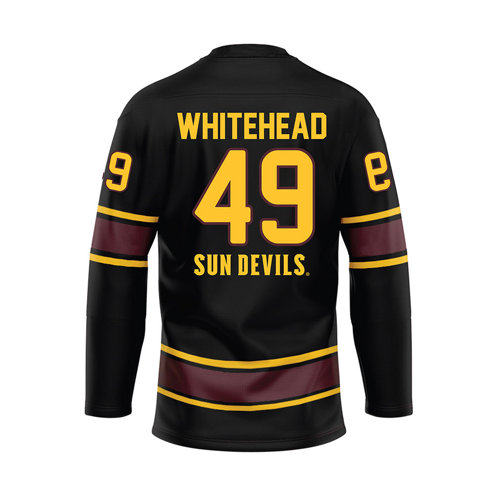 Arizona State - NCAA Men's Ice Hockey : Braxton Whitehead - Navy Hockey Jersey-1