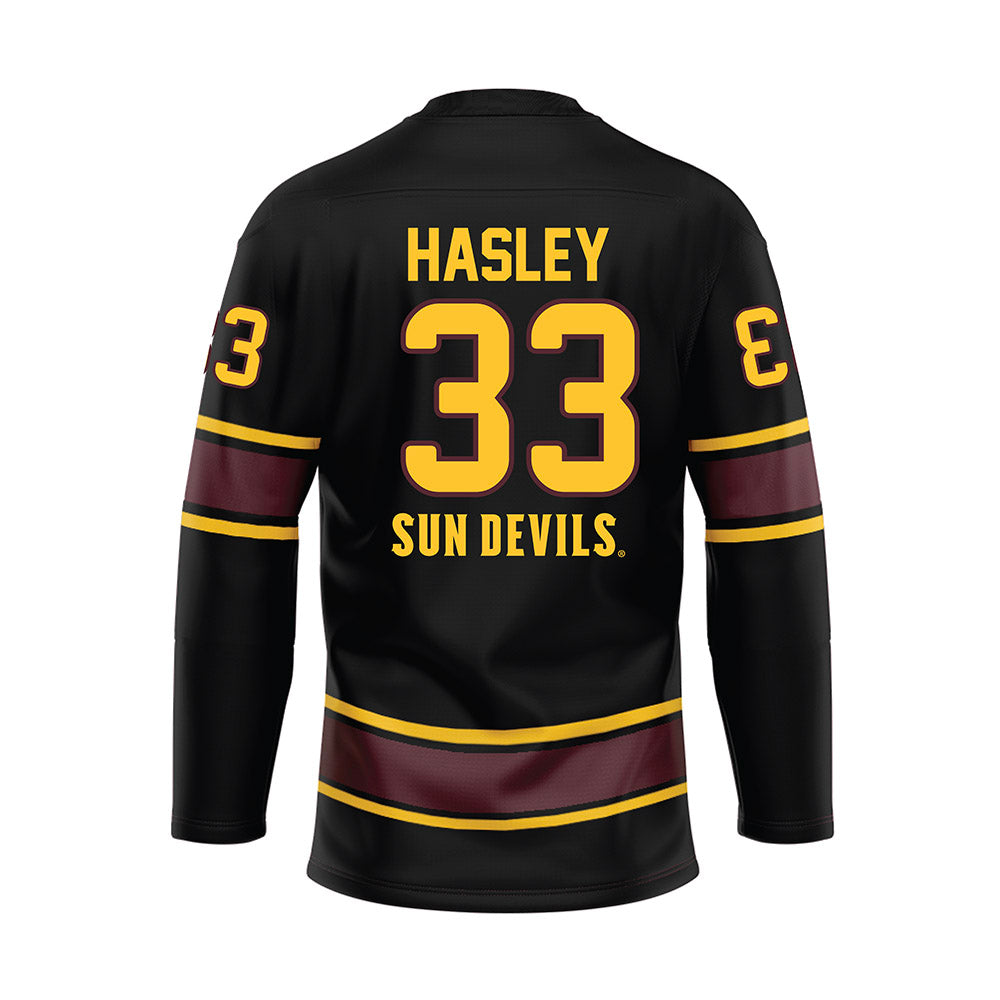 Arizona State - NCAA Men's Ice Hockey : Connor Hasley - Navy Hockey Jersey-1