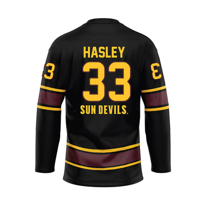 Arizona State - NCAA Men's Ice Hockey : Connor Hasley - Navy Hockey Jersey-1