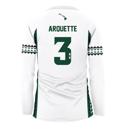 Hawaii - NCAA Women's Volleyball : Adrianna Arquette - White Volleyball Jersey-1
