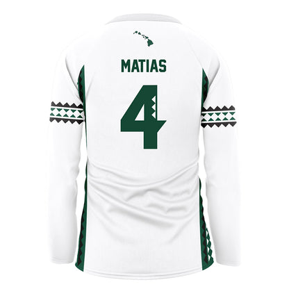 Hawaii - NCAA Women's Volleyball : Jackie Matias - White Volleyball Jersey-1