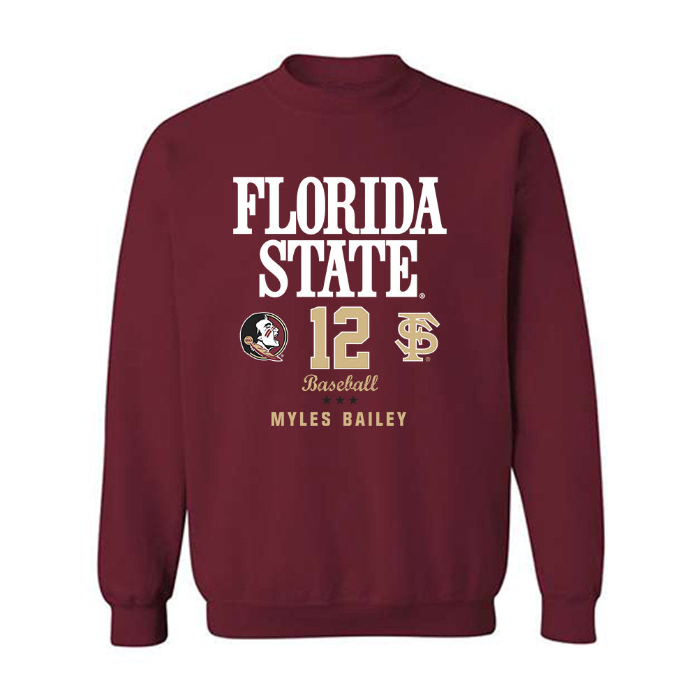 FSU - NCAA Baseball : Myles Bailey - Fashion Shersey Crewneck Sweatshirt-0