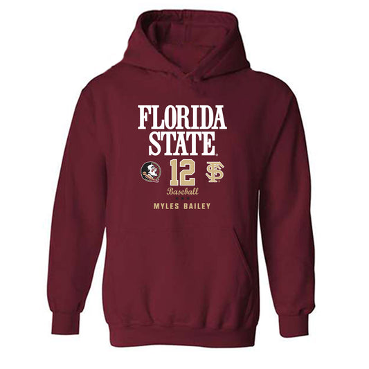 FSU - NCAA Baseball : Myles Bailey - Fashion Shersey Hooded Sweatshirt-0