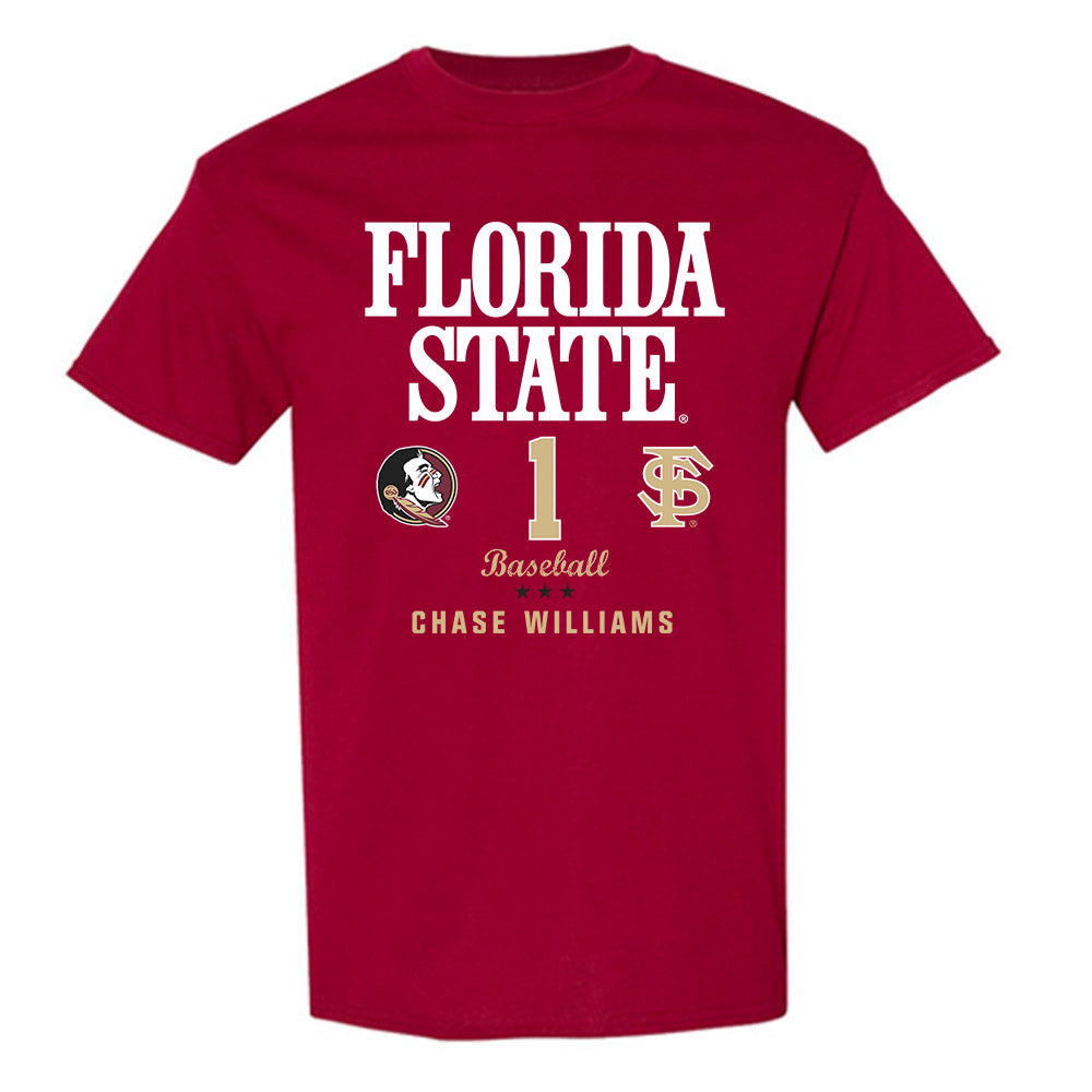 FSU - NCAA Baseball : Chase Williams - Fashion Shersey T-Shirt-0