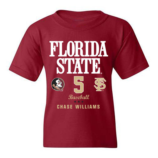 FSU - NCAA Baseball : Chase Williams - Fashion Shersey Youth T-Shirt-0