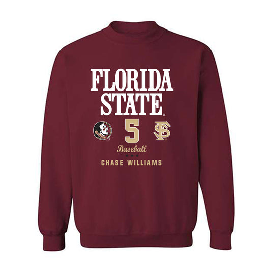 FSU - NCAA Baseball : Chase Williams - Fashion Shersey Crewneck Sweatshirt-0