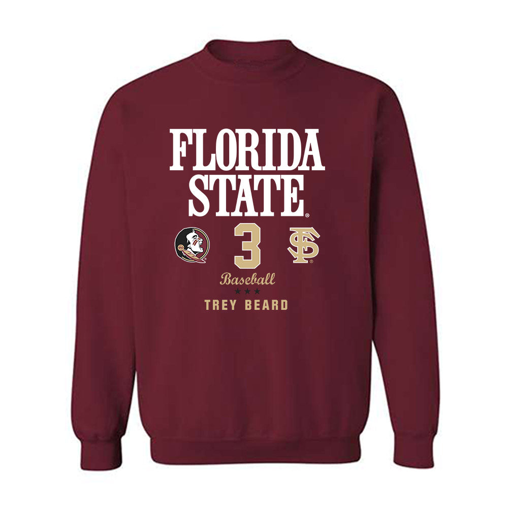 FSU - NCAA Baseball : Trey Beard - Fashion Shersey Crewneck Sweatshirt-0