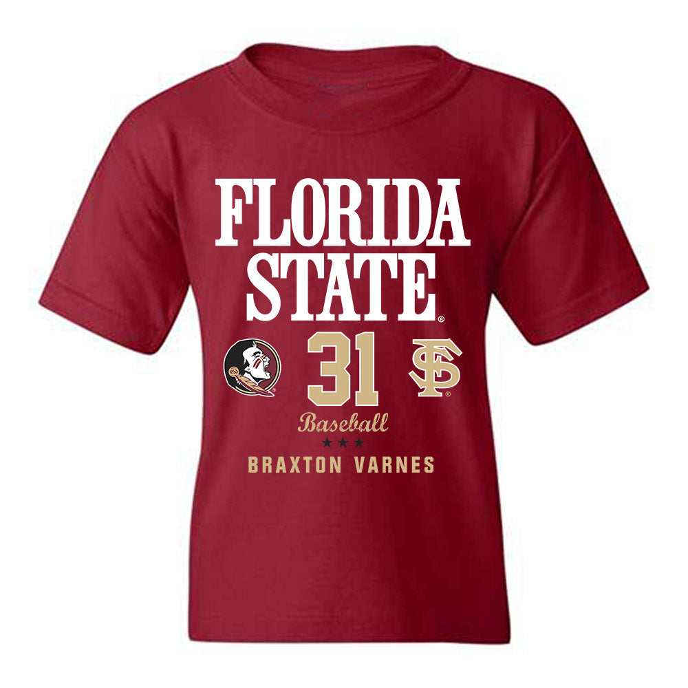 FSU - NCAA Baseball : Braxton Varnes - Fashion Shersey Youth T-Shirt-0