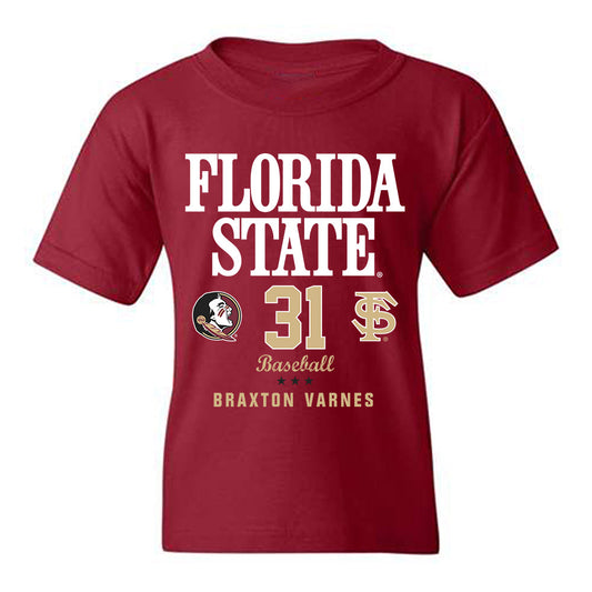FSU - NCAA Baseball : Braxton Varnes - Fashion Shersey Youth T-Shirt-0