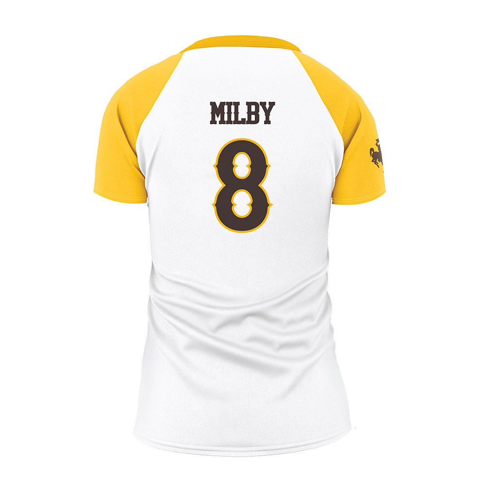 Wyoming - NCAA Women's Volleyball : Abigail Milby - White Volleyball Jersey-1