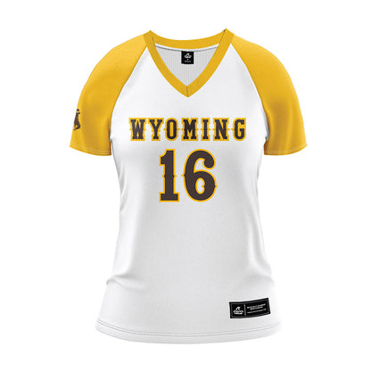 Wyoming - NCAA Women's Volleyball : Reagan Sharp - White Volleyball Jersey-0