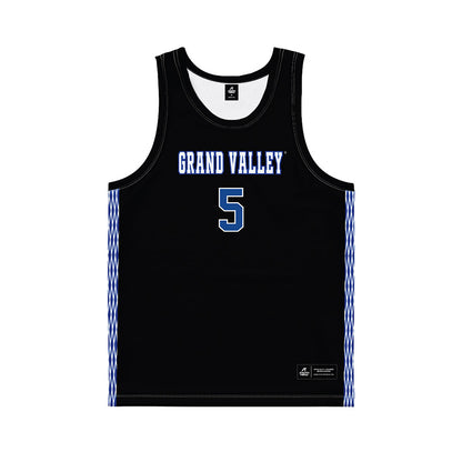 Grand Valley - NCAA Men's Basketball : Trevor Smith - Black Basketball Jersey-0