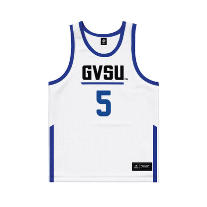 Grand Valley - NCAA Men's Basketball : Trevor Smith - White Basketball Jersey-0