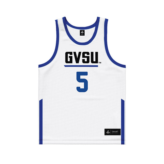 Grand Valley - NCAA Men's Basketball : Trevor Smith - White Basketball Jersey-0