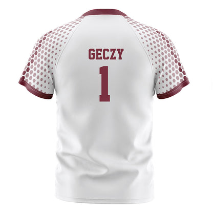 UMass - NCAA Men's Soccer : Alex Geczy - White Soccer Jersey-1