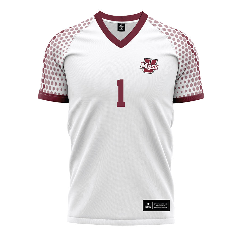 UMass - NCAA Men's Soccer : Alex Geczy - White Soccer Jersey-0