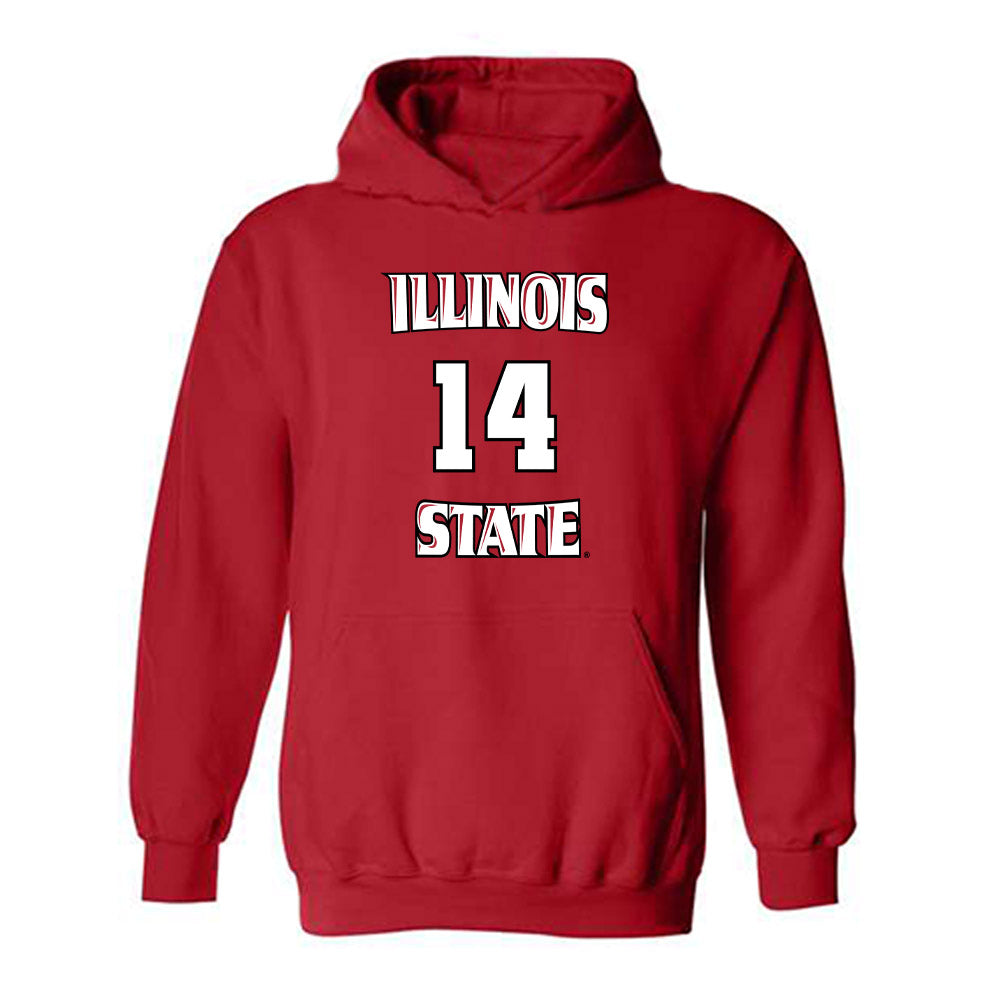 Illinois State - NCAA Men's Basketball : Boden Skunberg - Replica Shersey Hooded Sweatshirt