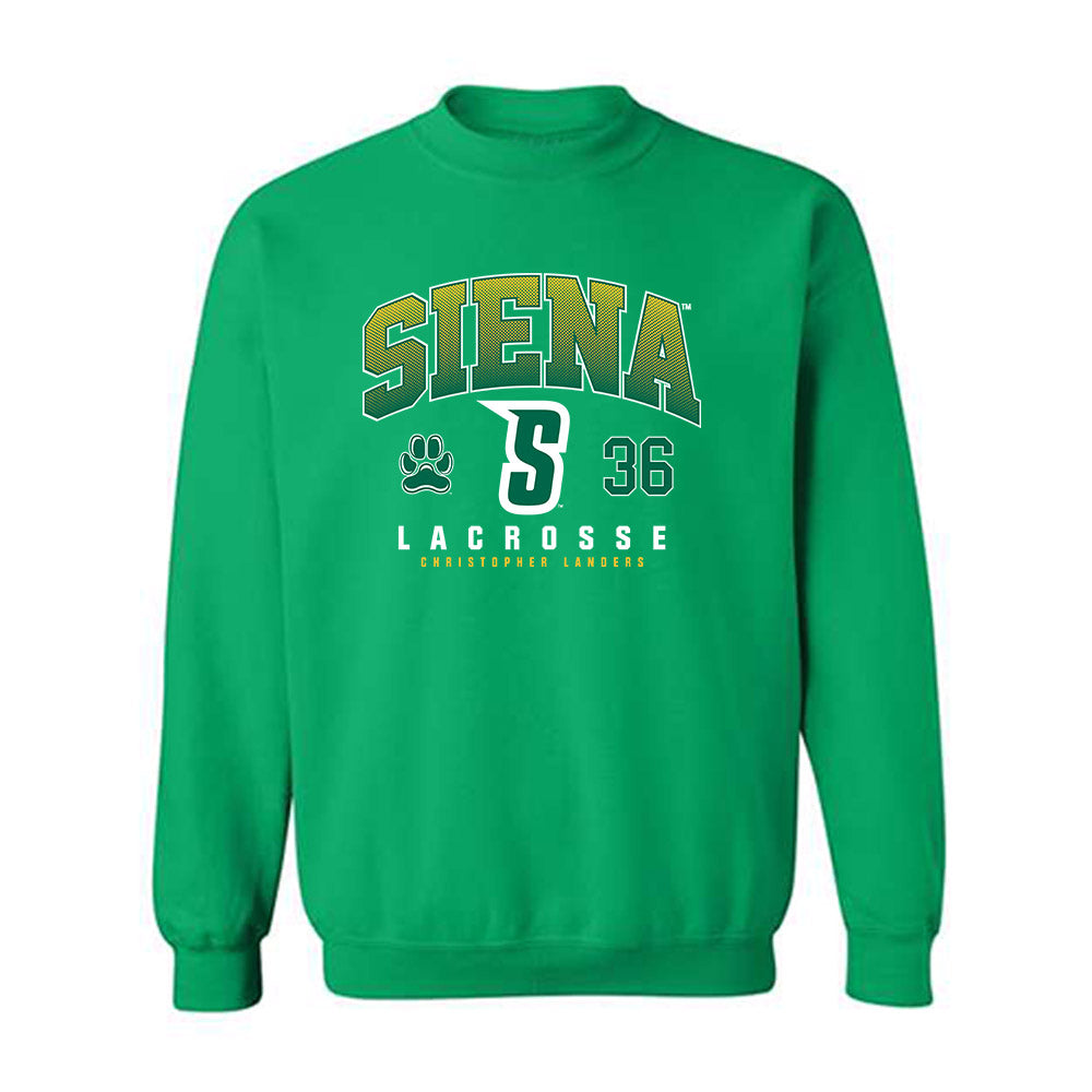 Siena - NCAA Men's Lacrosse : Christopher Landers - Classic Fashion Shersey Crewneck Sweatshirt-0