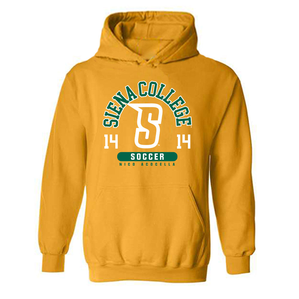 Siena - NCAA Men's Soccer : Nico Acocella - Classic Fashion Shersey Hooded Sweatshirt-0