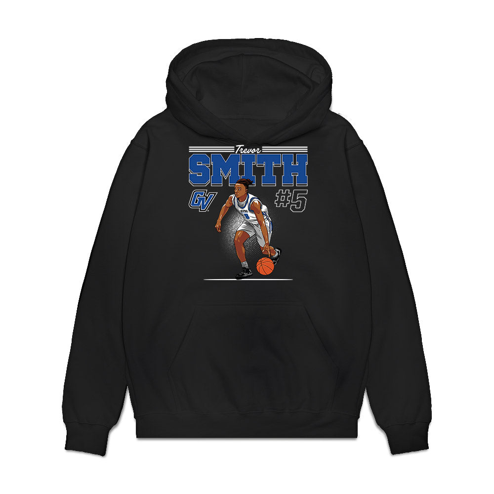 Grand Valley - NCAA Men's Basketball : Trevor Smith - Caricature Premium Hooded Sweatshirt-0