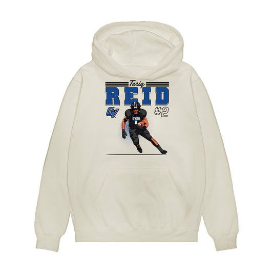 Grand Valley - NCAA Football : Tariq Reid - Caricature Premium Hooded Sweatshirt-0
