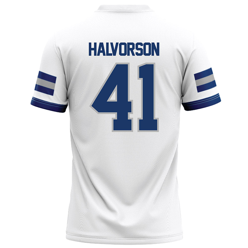 Drake - NCAA Football : Spencer Halvorson - White Football Jersey-1