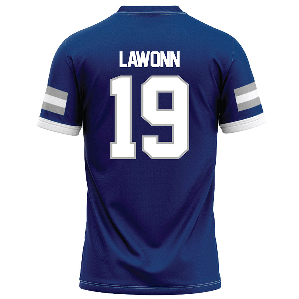 Drake - NCAA Football : Logan Lawonn - Royal Football Jersey