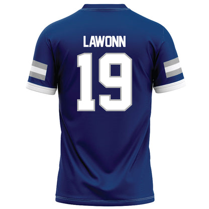 Drake - NCAA Football : Logan Lawonn - Royal Football Jersey