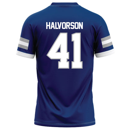 Drake - NCAA Football : Spencer Halvorson - Royal Football Jersey-1