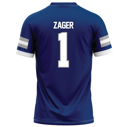 Drake - NCAA Football : Ethan Zager - Royal Football Jersey