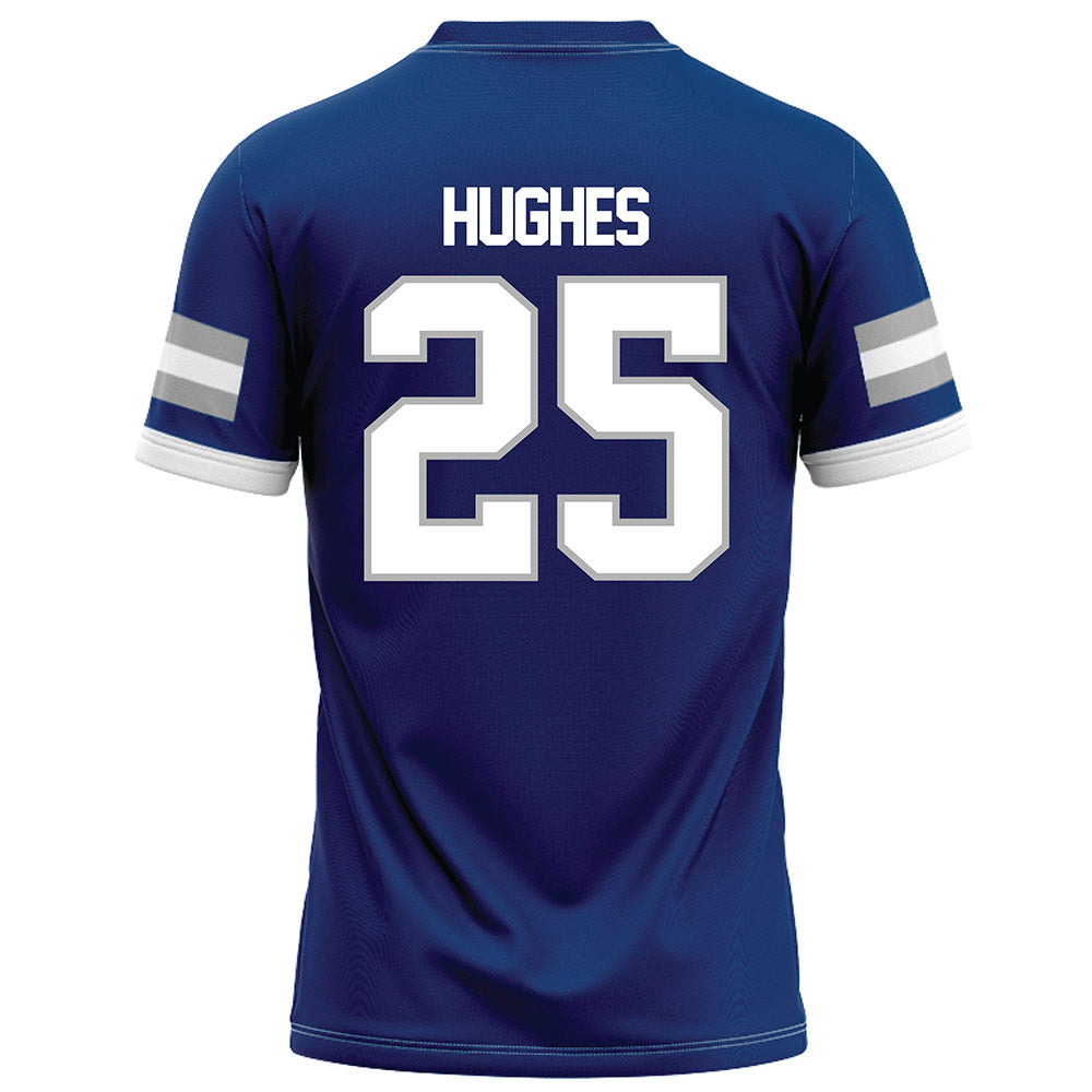 Drake - NCAA Football : Taj Hughes - Royal Football Jersey